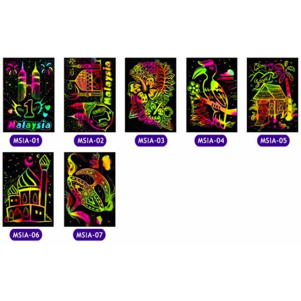 Scratch Art Greeting Card - Malaysian Theme